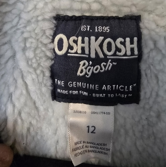 Oshkosh B'Gosh Genuine Sherpa Jacket Lined Denim  Sz 12 Unisex Jean  Exellent - Picture 8 of 15
